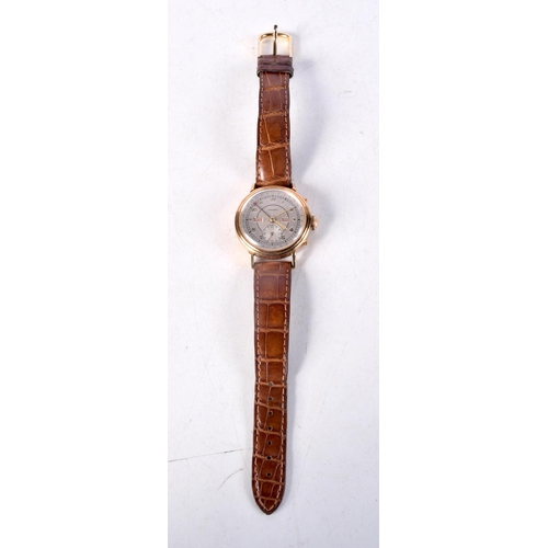 1028 - A GOOD 18CT GOLD MOVADO WRISTWATCH. 3.5 cm wide inc crown.