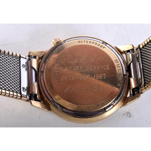 1036 - A 14CT GOLD ACCUTRON WRISTWATCH. 61 grams. 3.4 cm wide inc crown.