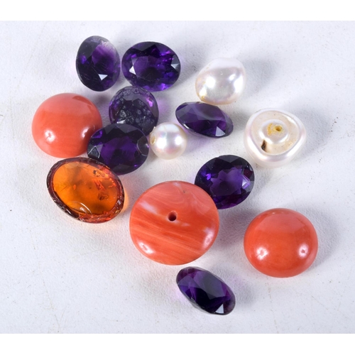 1037 - ASSORTED CORAL STONES and other gems. (qty)