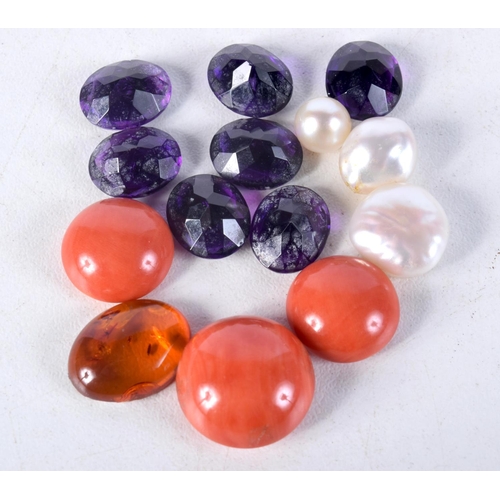 1037 - ASSORTED CORAL STONES and other gems. (qty)