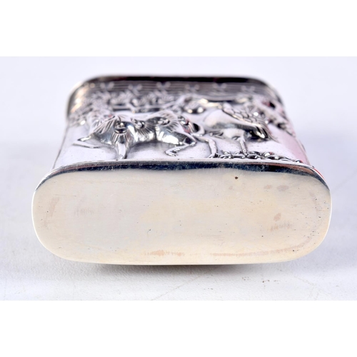 1052 - AN EARLY 20TH CENTURY CHINESE EXPORT WHITE METAL BOX AND COVER Late Qing/Republic. 50 grams. 6 cm x ... 