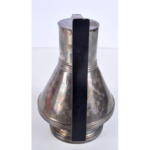 1064 - AN ART DECO SILVER PLATED HOT WATER JUG. 485 grams. 18 cm x 16 cm.