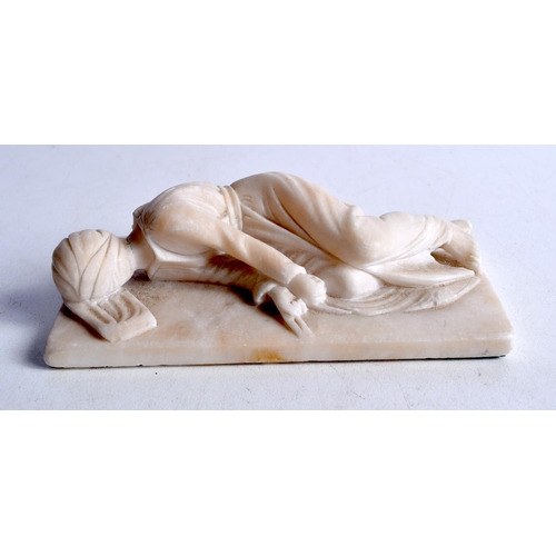 1073 - A LATE 19TH CENTURY EUROPEAN CARVED ALABASTER FIGURE. 12.5 cm x 6.25 cm.