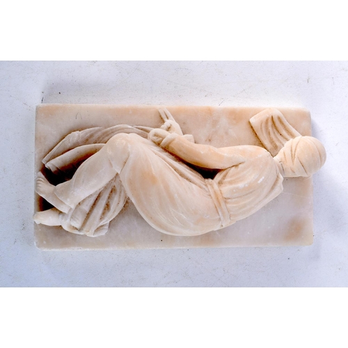 1073 - A LATE 19TH CENTURY EUROPEAN CARVED ALABASTER FIGURE. 12.5 cm x 6.25 cm.