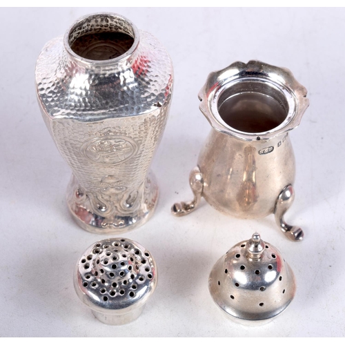 1090 - A LATE 19TH CENTURY CHINESE EXPORT SILVER CONDIMENT and another silver pepper pot. Birmingham 1908. ... 