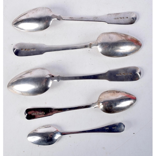 1091 - ASSORTED WHITE METAL SPOONS. 132 grams. 17 cm long. (6)