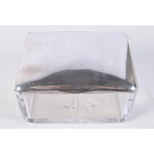 1103 - AN ANTIQUE SILVER MOUNTED GLASS BOX. 10.5 cm x 8 cm.