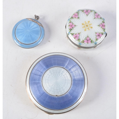 1113 - AN EDWARDIAN SILVER AND TWO TONE ENAMEL BOX together with two other similar boxes. 114 grams. Birmin... 