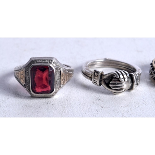 1124 - THREE VINTAGE SILVER RINGS. 2 grams. R, Q, O. (3)