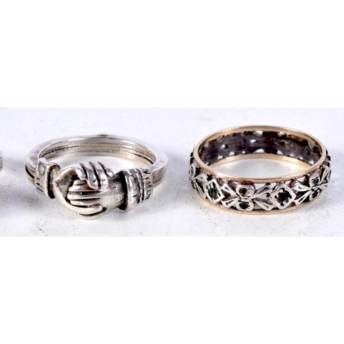 1124 - THREE VINTAGE SILVER RINGS. 2 grams. R, Q, O. (3)