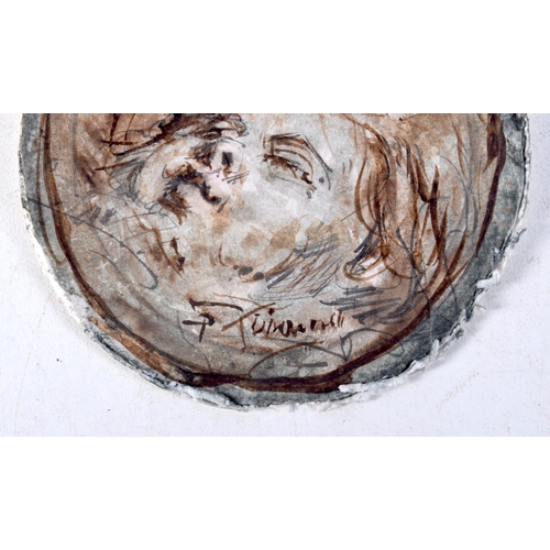 1130 - European School (18th/19th Century) Watercolour, Portraits. 7 cm wide.