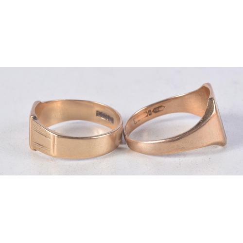 1148 - TWO 9CT GOLD AND DIAMOND RINGS. 10.6 grams. T & U. (2)