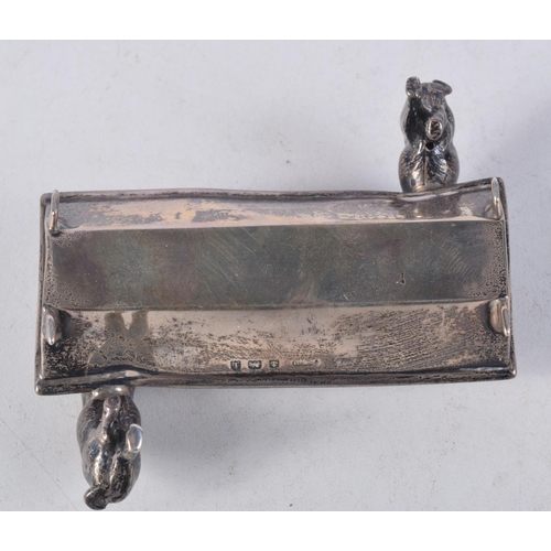 1156 - A RARE EDWARDIAN SILVER PIGS TROUGH. 66 grams. Birmingham 1908. 8.5 cm x 5.75 cm.