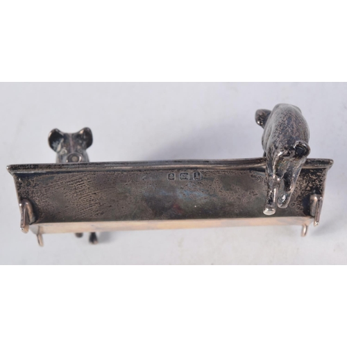 1156 - A RARE EDWARDIAN SILVER PIGS TROUGH. 66 grams. Birmingham 1908. 8.5 cm x 5.75 cm.