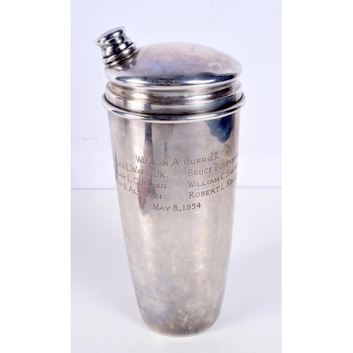 1169 - A 1950S SILVER COCKTAIL SHAKER. 349 grams. 24 cm x 9 cm.