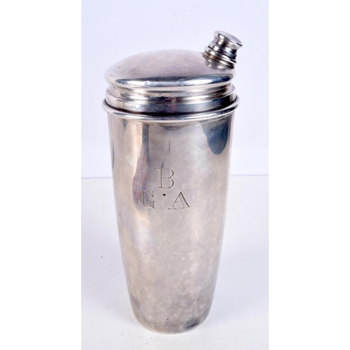 1169 - A 1950S SILVER COCKTAIL SHAKER. 349 grams. 24 cm x 9 cm.