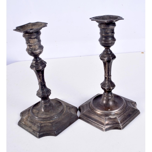 1170 - A PAIR OF VINTAGE FRENCH CARTIER SILVER CANDLESTICKS. 1426 grams overall. 19 cm x 11 cm.