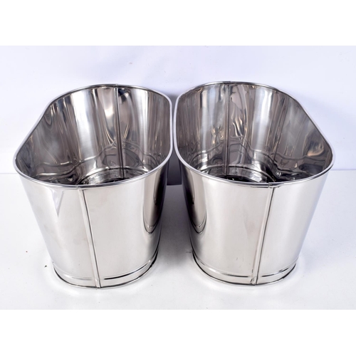 1187 - A PAIR OF LILY BOLLINGER SILVER PLATED WINE COOLERS. 30 cm x 17 cm.