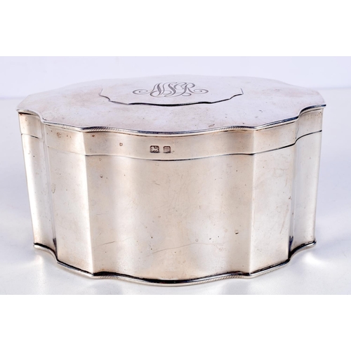 1201 - AN ANTIQUE SILVER TEA CADDY. Birmingham 1911. 479 grams. 15 cm x 10.5 cm.