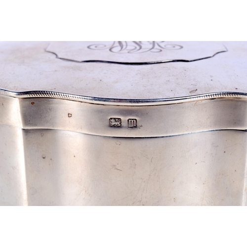 1201 - AN ANTIQUE SILVER TEA CADDY. Birmingham 1911. 479 grams. 15 cm x 10.5 cm.