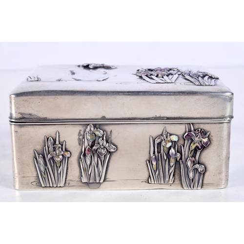 1202 - A LATE 19TH CENTURY JAPANESE MEIJI PERIOD SILVER AND ENAMEL CASKET. 211 grams. 10.5 cm x 8.5 cm.