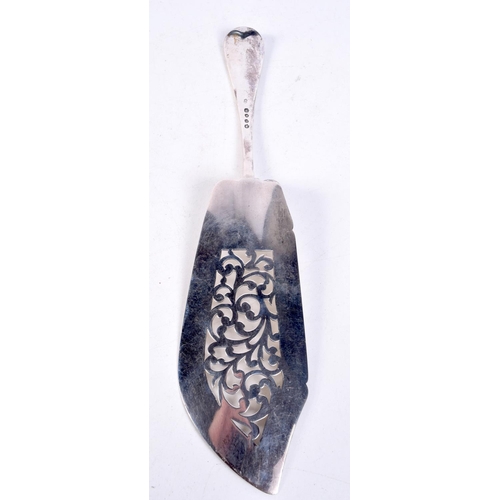 1216 - A VICTORIAN SILVER FISH SLICE. London 1843. 31 cm long.