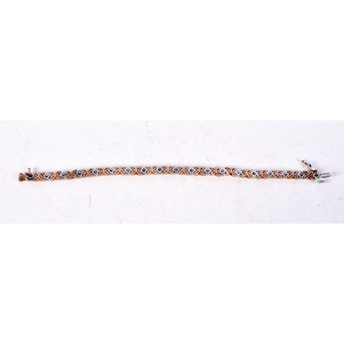 1221 - A LOVELY 9CT GOLD AND DIAMOND BRACELET. 11.4 grams. 18 cm long.