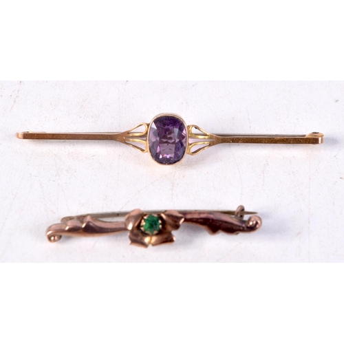 1234 - THREE EDWARDIAN 9CT GOLD BROOCHES. 4 grams. (3)