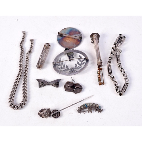 1237 - ANTIQUE SILVER BROOCHES together with a medallion etc. (qty)