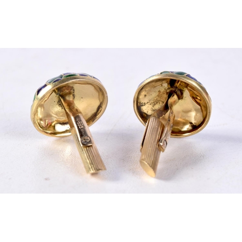 1248 - A PAIR OF 18CT GOLD DAVID WEBB CUFFLINKS. 14.7 grams. 1.7 cm diameter.