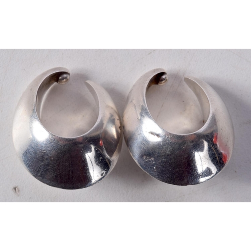 1279 - A PAIR OF SILVER GEORG JENSEN EARRINGS. 17 grams. 3 cm x 2.5 cm.