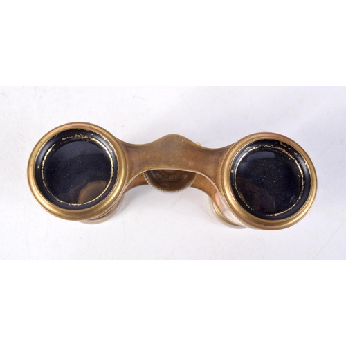 1293 - TWO PAIRS OF ANTIQUE OPERA GLASSES. Largest 9.5 cm x 7 cm. (2)