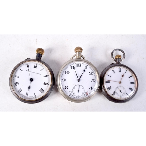 1294 - FIVE ANTIQUE POCKET WATCHES. Largest 4.75 cm wide. (5)