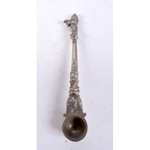 1304 - THREE 19TH CENTURY MIDDLE EASTERN ALLOY SPOONS. 15.5 cm x 2.5 cm. (3)