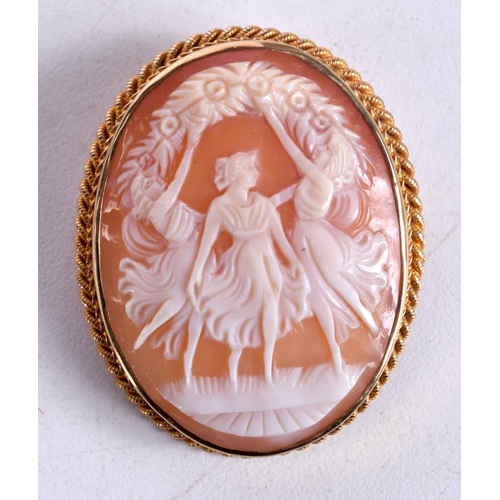 1326 - A 9CT GOLD CAMEO BROOCH. 12.5 grams. 4.5 cm x 3.5 cm.