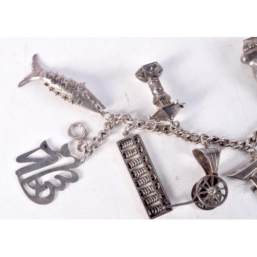 1344 - A SILVER CHARM BRACELET. 48 grams. 19 cm long.