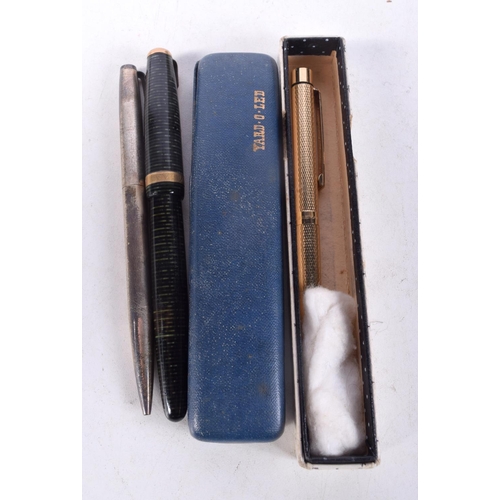 1360 - THREE VINTAGE PENS. 69 grams. Largest 13.5 cm long. (3)