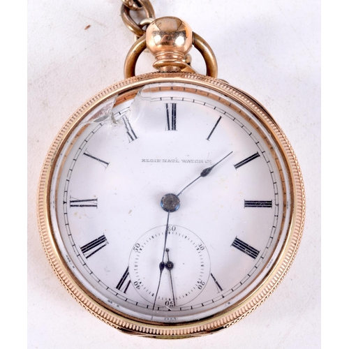 1363 - A VINTAGE YELLOW METAL FOB WATCH. 5.5 cm wide.