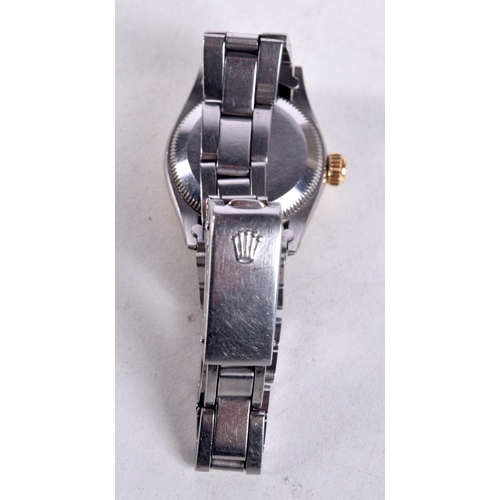 1372 - A LADIES TWO TONE ROLEX WRISTWATCH. 2.75 cm wide inc crown.