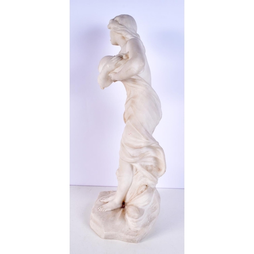 1396 - AN ART NOUVEAU EUROPEAN CARVED MARBLE FIGURE OF A GIRL. 50 cm high.