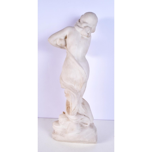 1396 - AN ART NOUVEAU EUROPEAN CARVED MARBLE FIGURE OF A GIRL. 50 cm high.