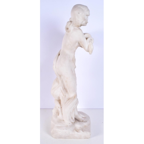 1396 - AN ART NOUVEAU EUROPEAN CARVED MARBLE FIGURE OF A GIRL. 50 cm high.