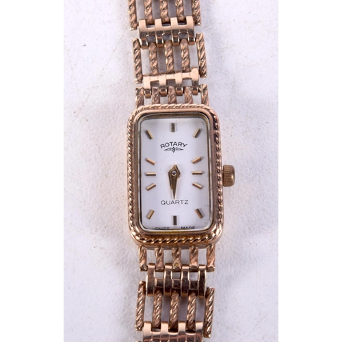 1401 - A 9CT GOLD ROTARY WRISTWATCH with 9ct gold strap. 14 grams. 16 cm long.