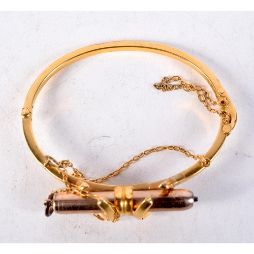 1431D - A 9CT GOLD BANGLE. 15.4 grams. 5.5 cm x 4.5 cm.