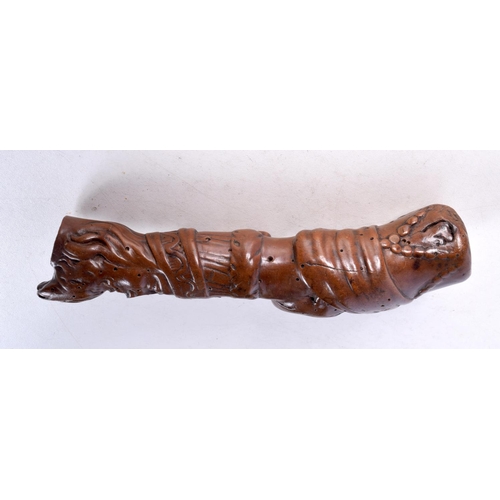 1437 - AN EARLY 19TH CENTURY TURKISH OTTOMAN CARVED WOOD HANDLE. 19 cm x 4 cm.