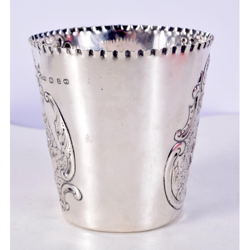 1446 - AN ANTIQUE SILVER BEAKER. Birmingham 1899. 108 grams. 8.8 cm x 8.8 cm.