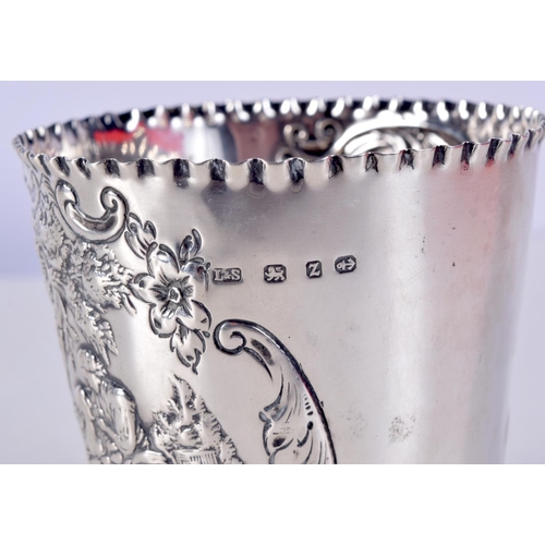 1446 - AN ANTIQUE SILVER BEAKER. Birmingham 1899. 108 grams. 8.8 cm x 8.8 cm.