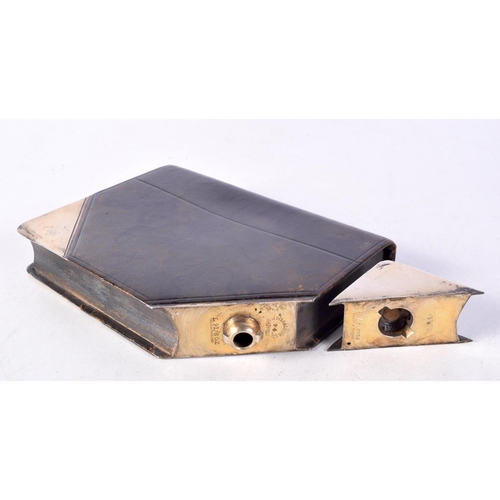 1462 - A VERY RARE ANTIQUE JAMES DIXON AND SONS SILVER PLATED SECRET HIP FLASK mounted as a leather book. 1... 