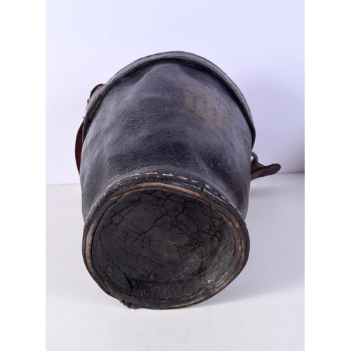 1472 - AN ANTIQUE COUNTRY HOUSE LEATHER BUCKET. 48 cm x 24 cm inc handle.