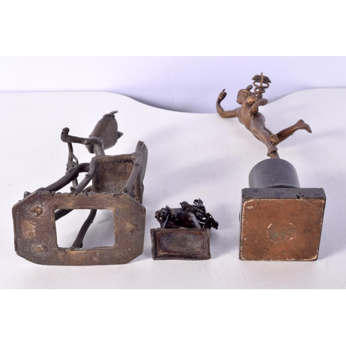 1473 - A GRAND TOUR BRONZE together with another African bronze & a white metal horse. Largest 21 cm high. ... 